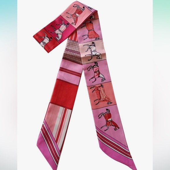 Purse Pony scarf Pink and Red Horse Print Scarf like designer for your handbag - Picture 2 of 4